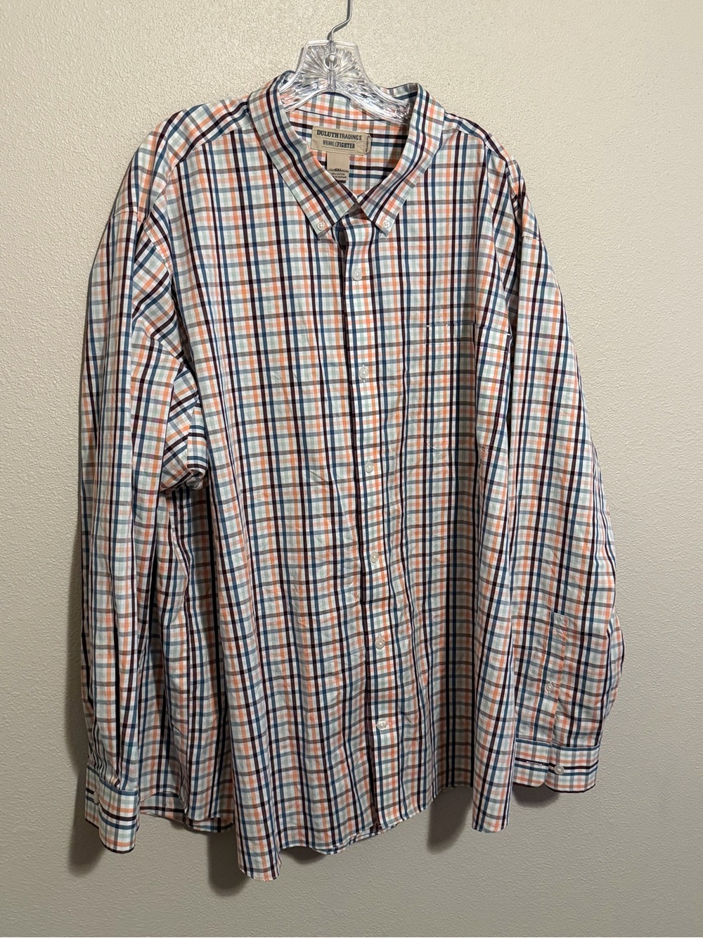 Duluth Trading Co Men's Plaid Button-Down Shirt in Blue & Orange